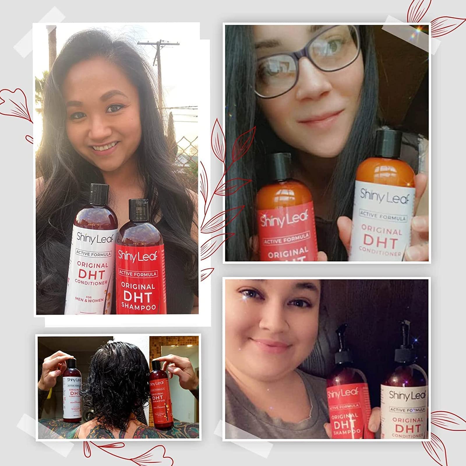 Shiny Leaf shampoo with Biotin ingredient labeled on bottle.