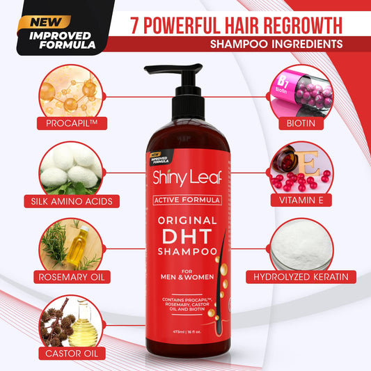 Shiny Leaf Peptide Shampoo bottle energizing follicles for thicker-feeling hair