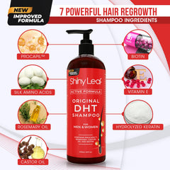 Shiny Leaf rosemary oil drop, natural DHT-blocking scent for scalp health.