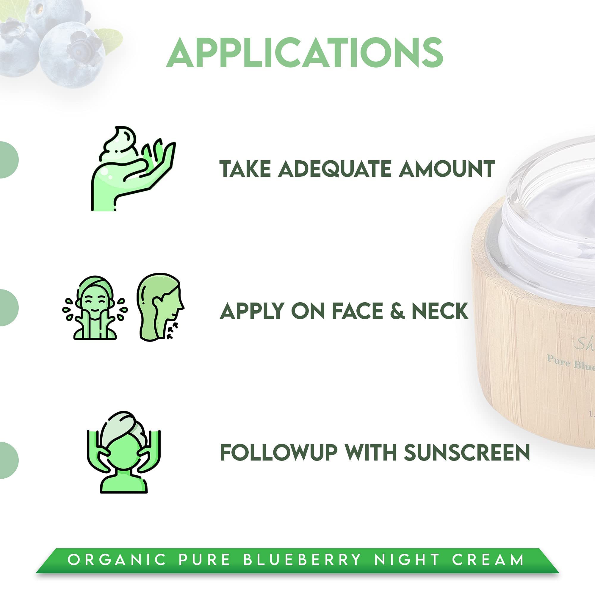 Shira Blueberry Night Cream label highlighting ingredients and benefits