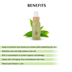 Shira Shir-Organic Green Tea Toner ingredients panel with botanicals