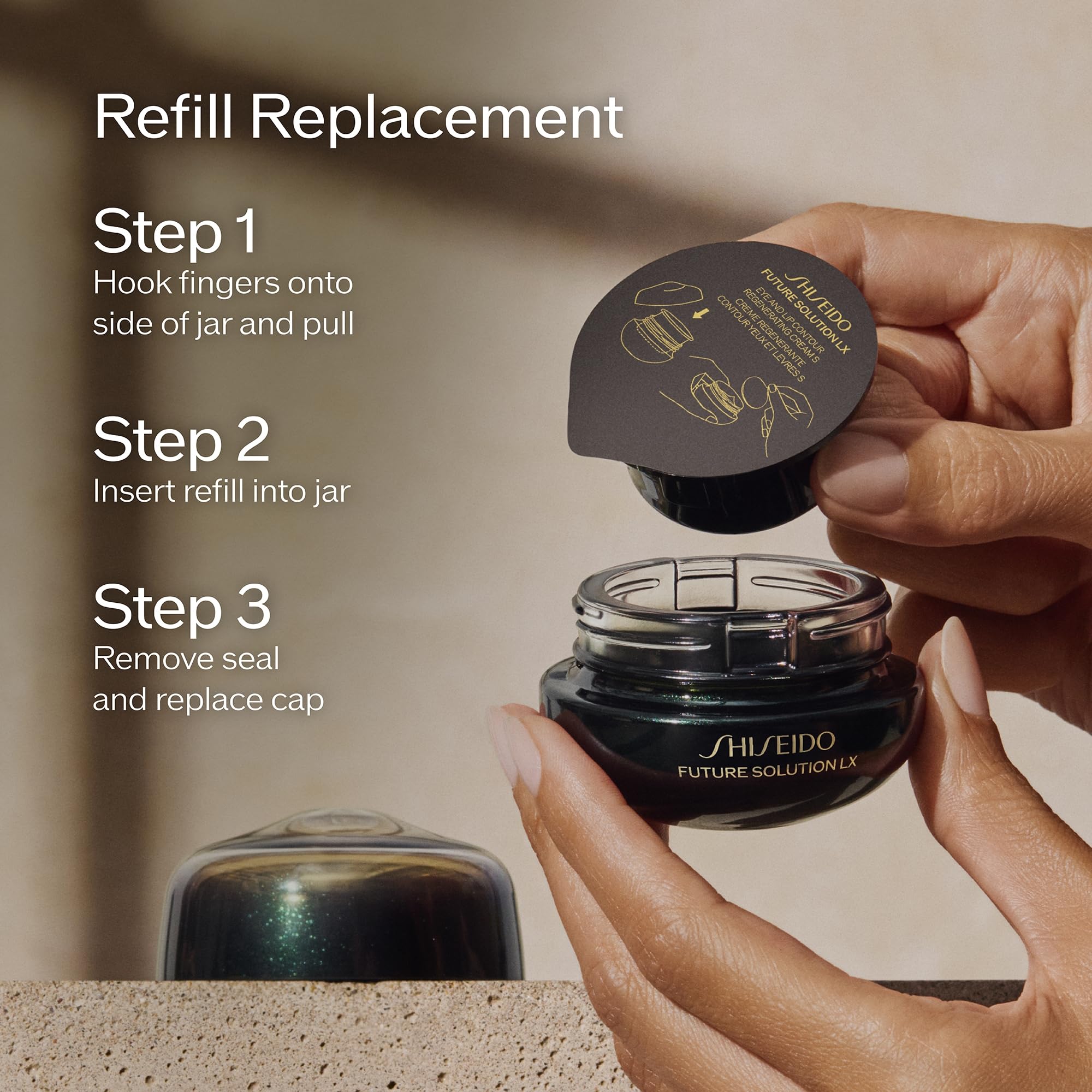 Shiseido Future Solution LX product shot with 17 ml size and luxurious feel