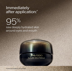 Shiseido Future Solution LX refill bottle highlighting luxurious hydration for delicate eye and lip skin