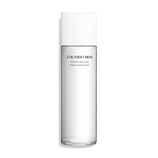 Shiseido Men Hydrating Lotion Clear bottle for weightless hydration.