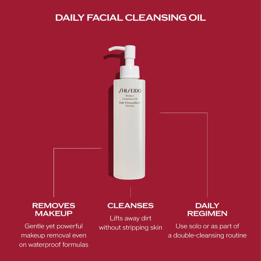 Shiseido Perfect Cleansing Oil in action removing waterproof mascara with light massage