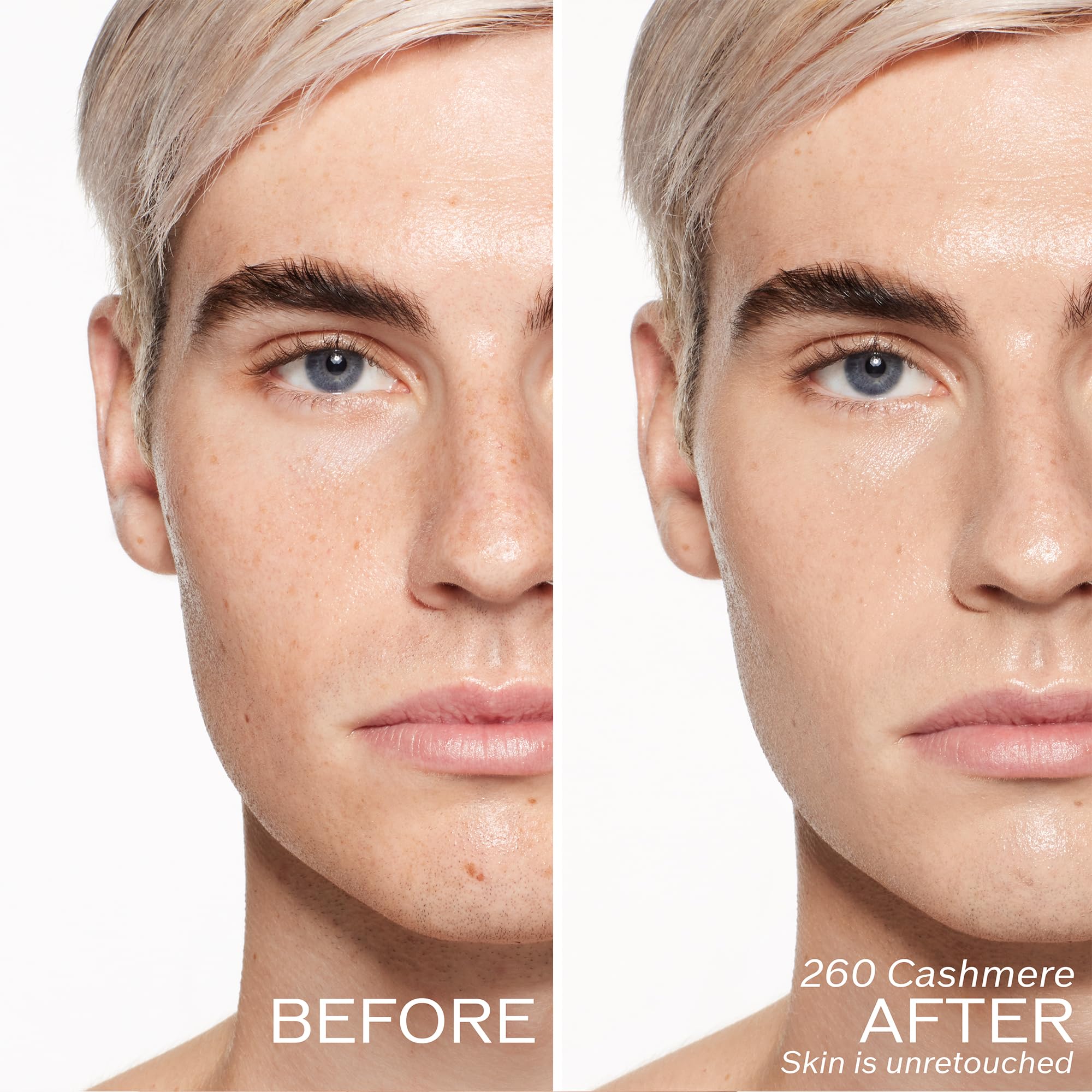 Shiseido RevitalEssence Foundation on cheek displaying even tone and natural glow.