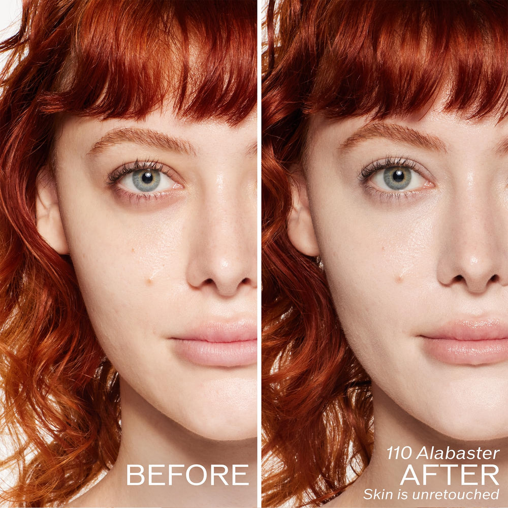 Shiseido foundation texture close-up reveals creamy formula for smooth blends.