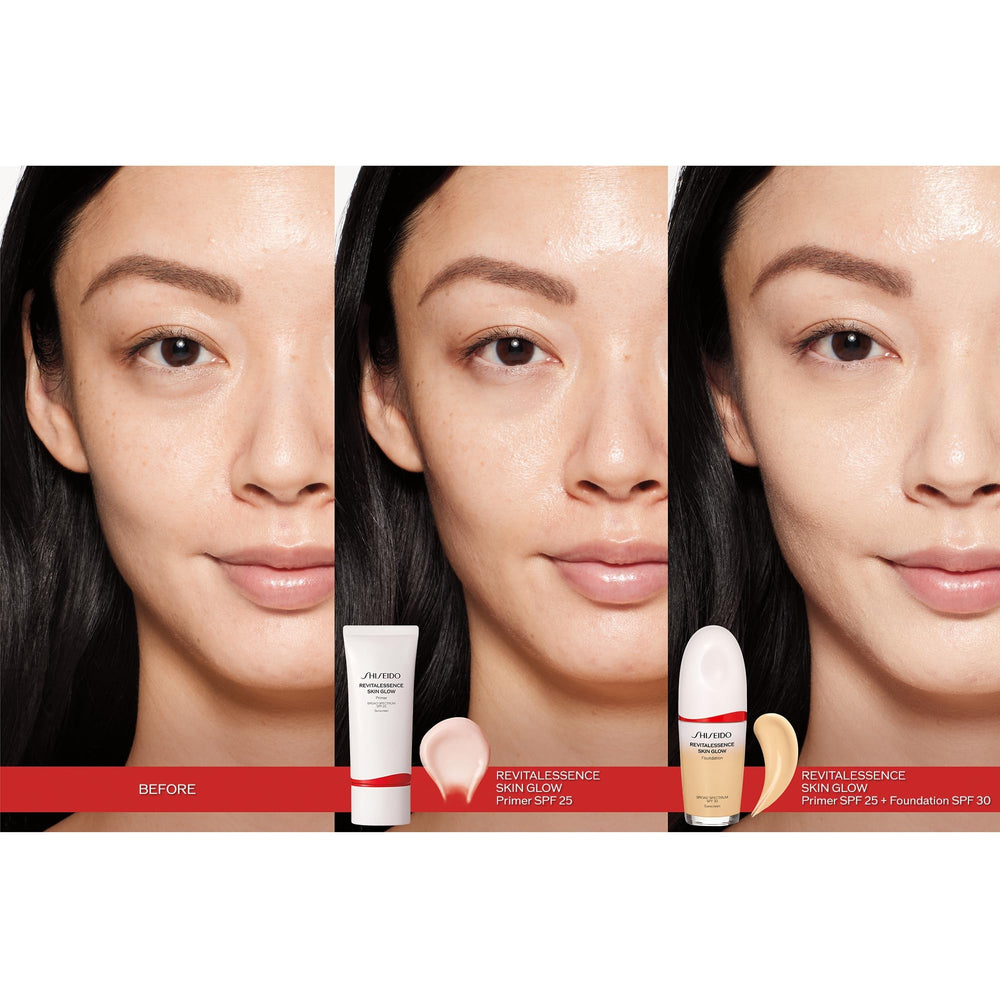 Shiseido RevitalEssence Skin Glow Primer application point diffuses pores