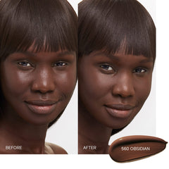 Shiseido Synchro Skin being applied for a seamless, lasting complexion.