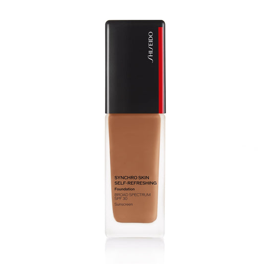 Shiseido Synchro Skin Self-Refreshing Foundation bottle Topaz 460 for all-day wear.