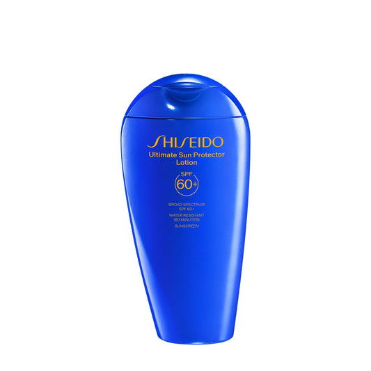 Shiseido Ultimate Sun Protector Lotion bottle front view showing invisible SPF 60+ protection.