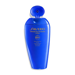 Shiseido Ultimate Sun Protector Lotion 300 ml packaging and pump for easy dispensing.
