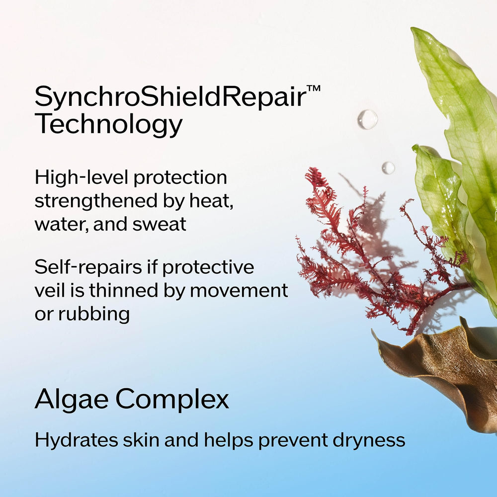 Shiseido Ultimate Sun Protector Lotion demonstrating heat-activated protection with SynchroShieldRepair technology.