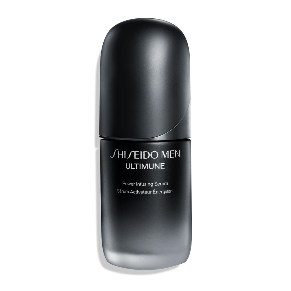Shiseido Ultimune bottle with pump for precise, mess-free dispensing in daily skincare.