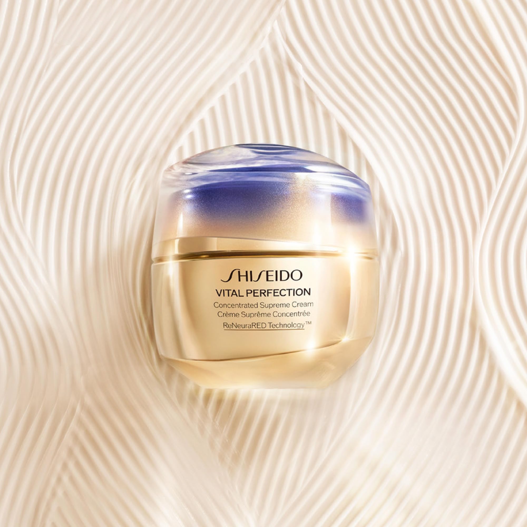 Shiseido Vital Perfection luxury packaging on display for premium routine