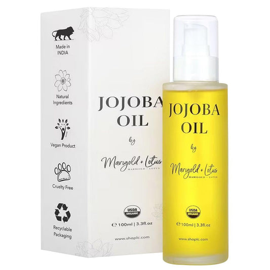 Shop LC Jojoba Oil bottle shows pure organic moisturizer for skin and hair.