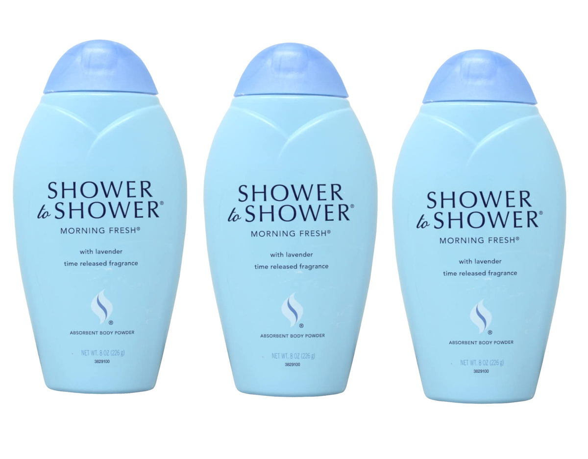 Shower To Shower Morning Fresh powder bottle for long-lasting freshness.
