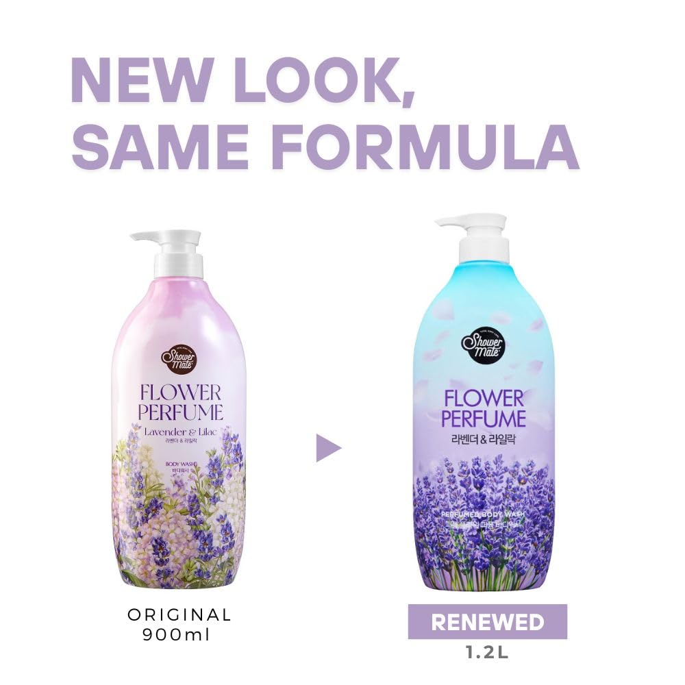 SHOWERMATE Flower Perfume Body Wash lavender close-up highlights lilac notes and soothing aroma.
