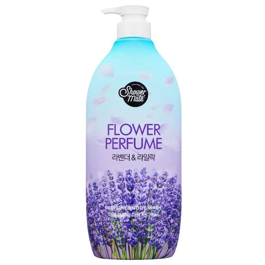 SHOWERMATE Flower Perfume Body Wash bottle in purple shows lavender scent for daily cleansing.