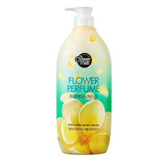 SHOWERMATE Flower Perfume Body Wash in yellow bottle with rich lather for daily cleansing.