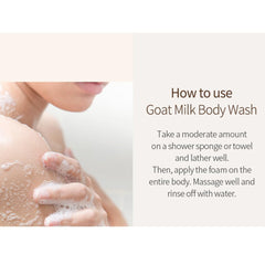 SHOWERMATE Goat Milk Body Wash bottle with strawberry scent for daily pampering