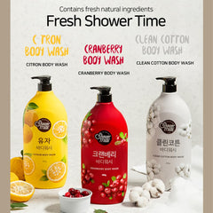 SHOWERMATE Lime bottle pour delivers refreshing citrus for energized showers.