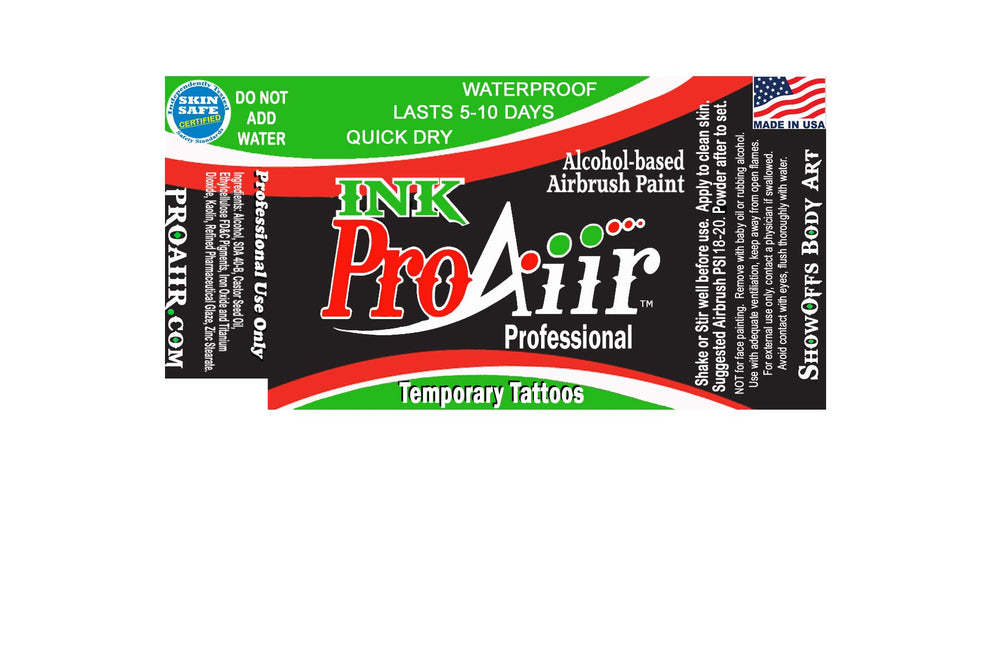 Made in the USA, trusted ShowOffs ProAiir for professional temporary tattoos.