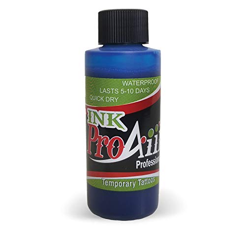 ShowOffs ProAiir Blue ink bottle for airbrush tattoos with durable color