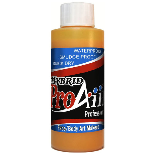 ShowOffs ProAiir yolk yellow bottle pour delivers long-lasting vibrant color for body art.