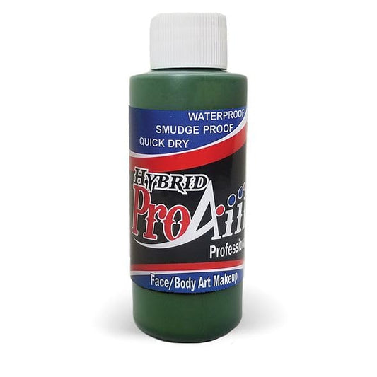 ProAiir Forest Green face paint, 2oz bottle, stage-ready, long-lasting color.