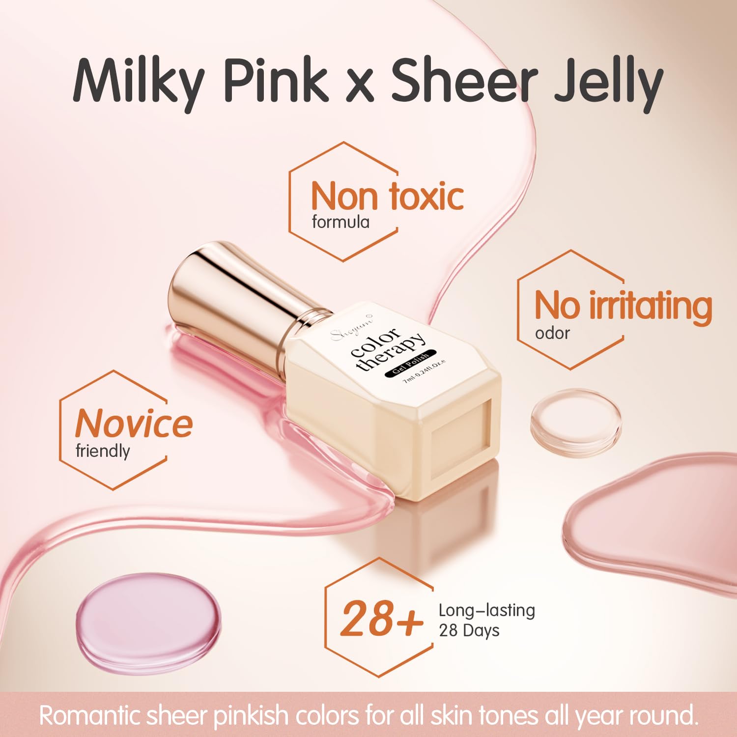 Translucent milky finish from SHOYUM for natural-looking nails