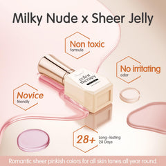SHOYUM Jelly Nude manicure application ready for at-home DIY use.