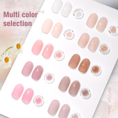 SHOYUM Jelly Nude 10-colors swatch demonstrates sheer, translucent finishes for delicate manicures.