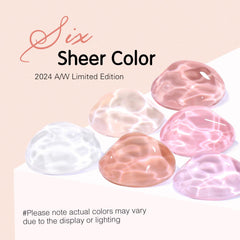 SHOYUM translucent nude-pink gel offers soft, natural-looking nails