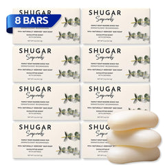 Shugar Soapworks Oatmeal Eucalyptus bar front view for gentle cleansing