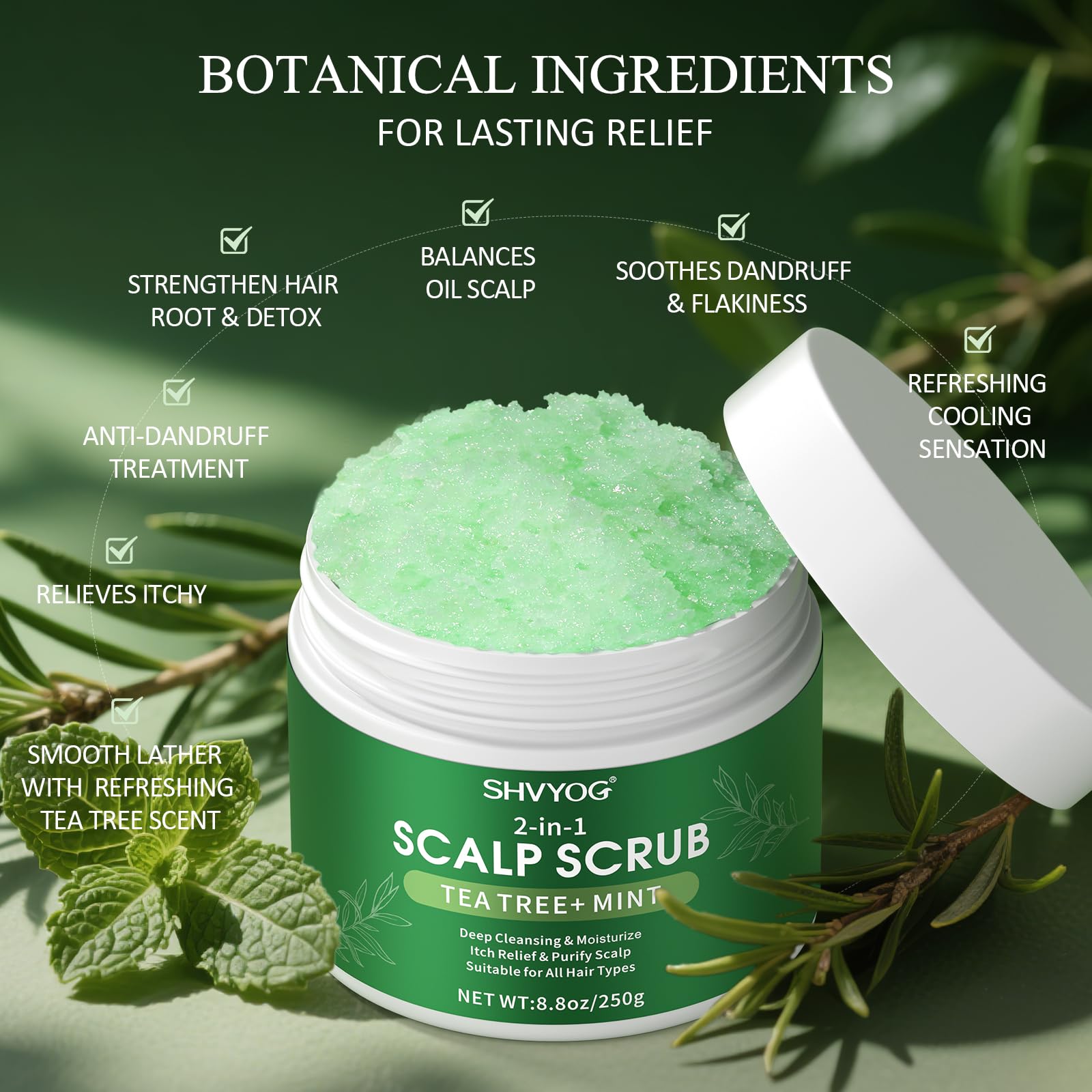 SHVYOG scalp scrub application close-up for circular scalp massage