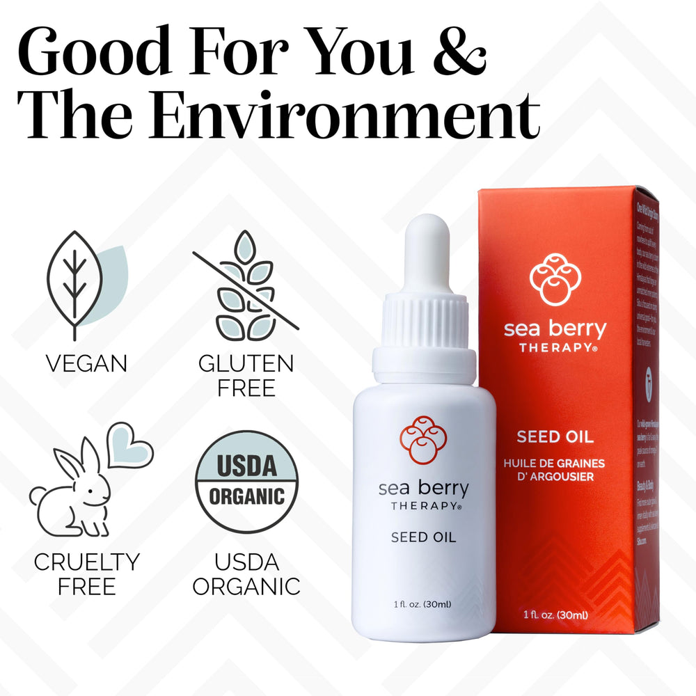 Daily skincare routine featuring sea buckthorn seed oil.