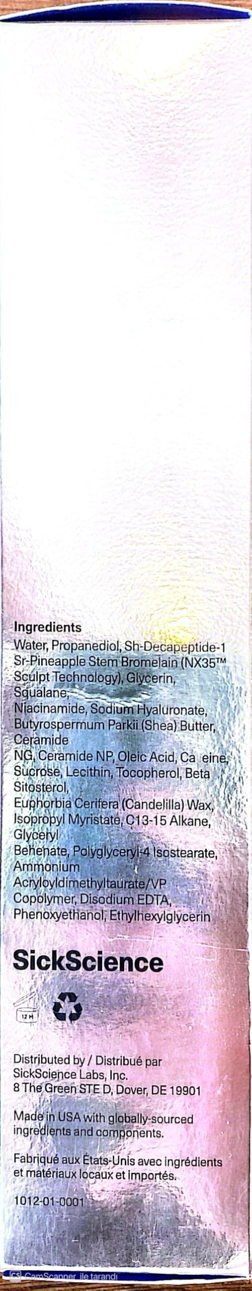 Massaging SickScience DropOff cream into the skin for smoother texture.