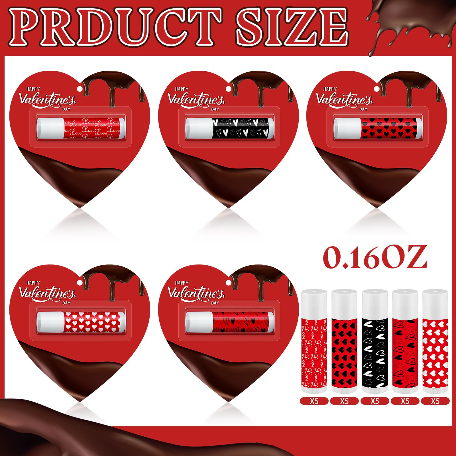 Siifert 25-pack lip balms with heart pattern, perfect for sharing