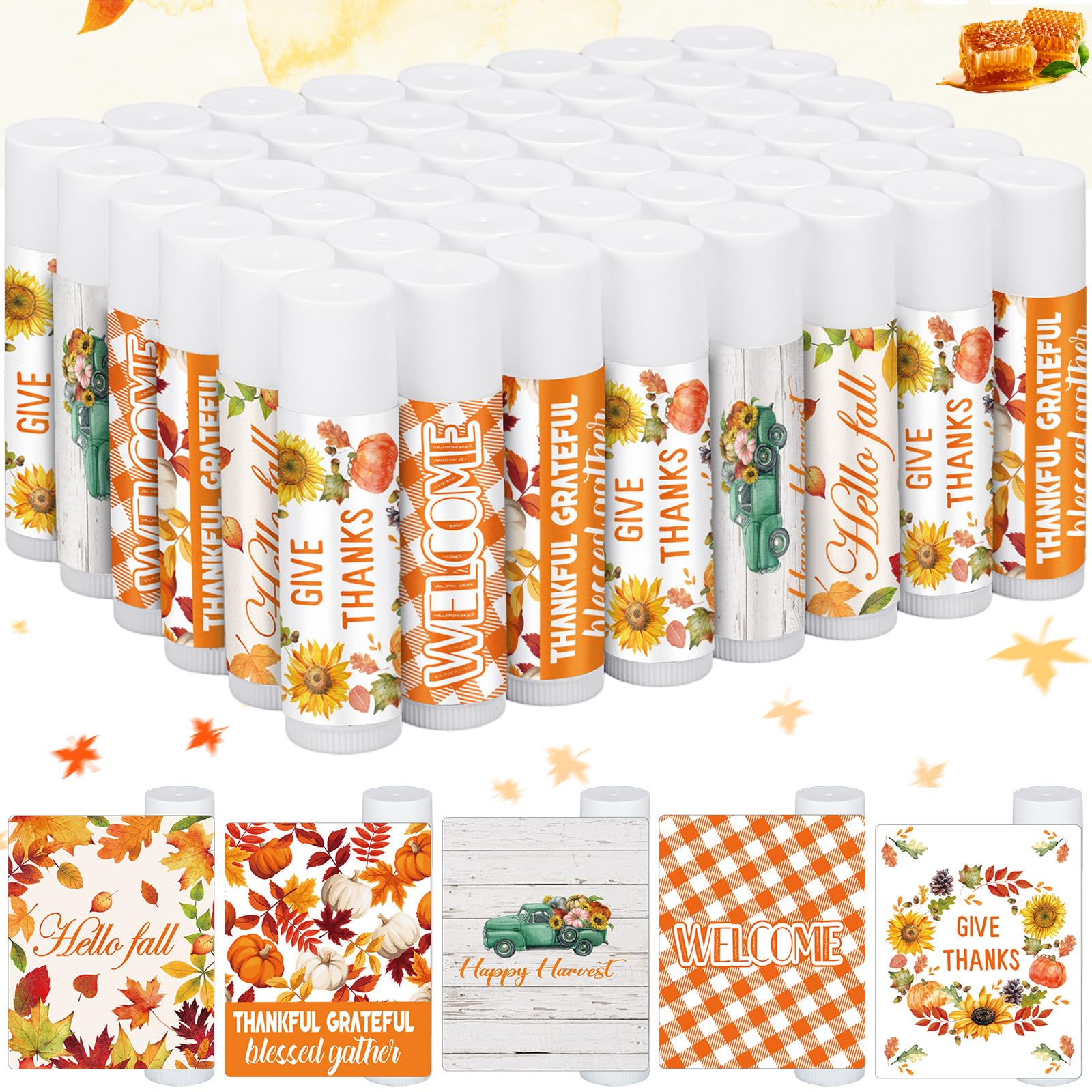 Siifert pumpkin-themed lip balm, fall party favor with cute design.