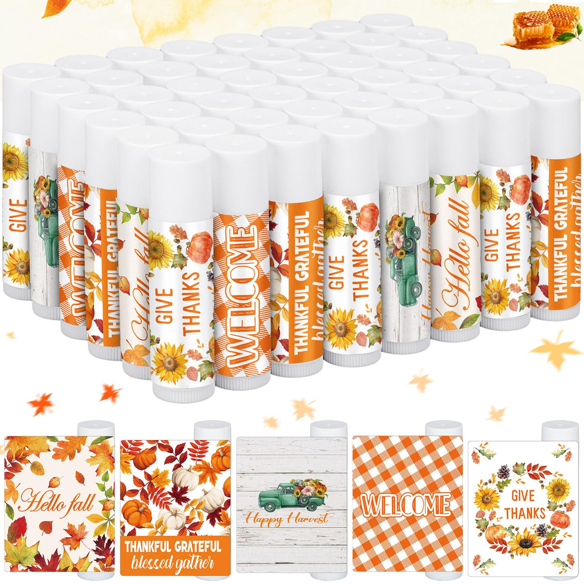 Siifert pumpkin-themed lip balm, fall party favor with cute design.