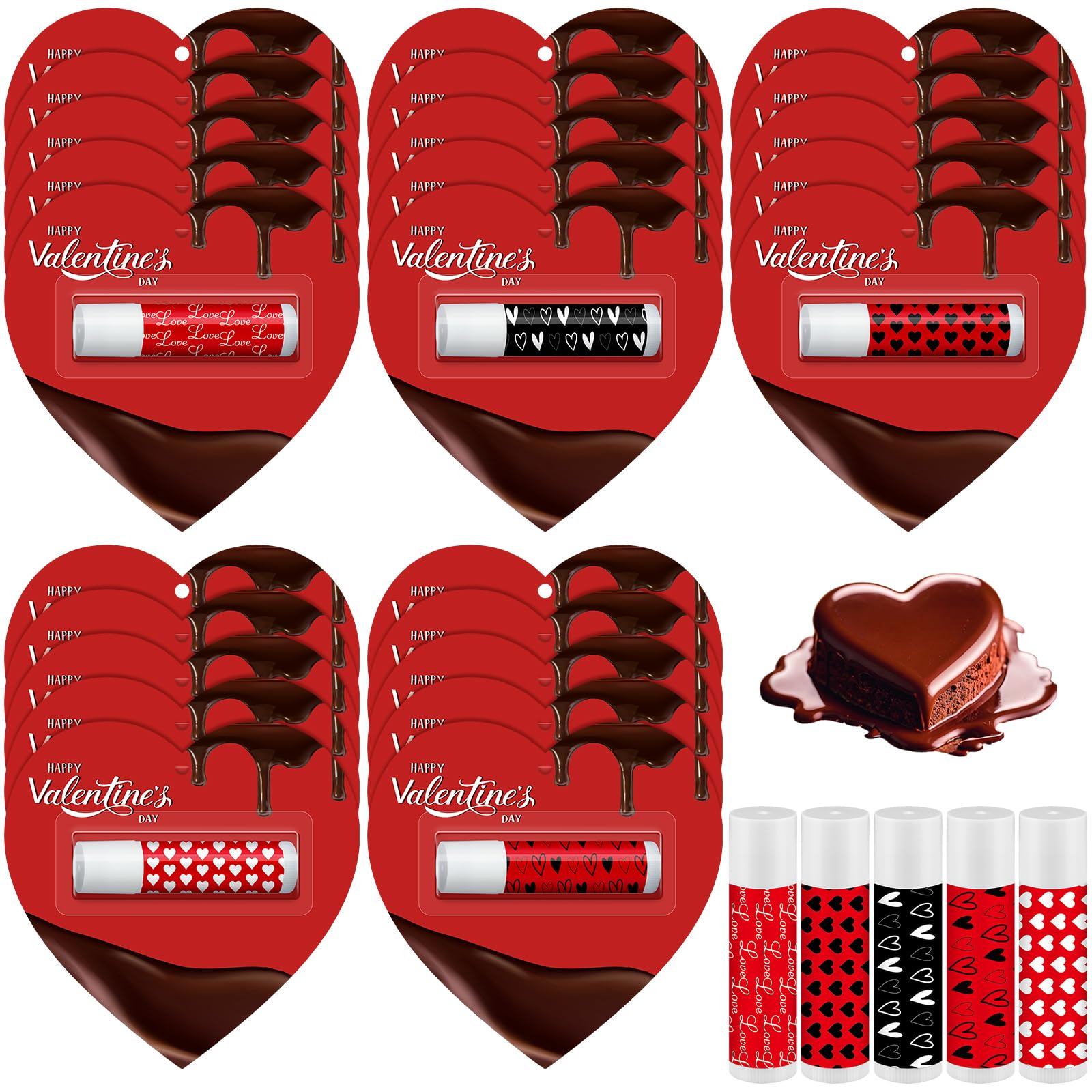 Siifert heart lip balm set front view, gift-ready Valentine treat