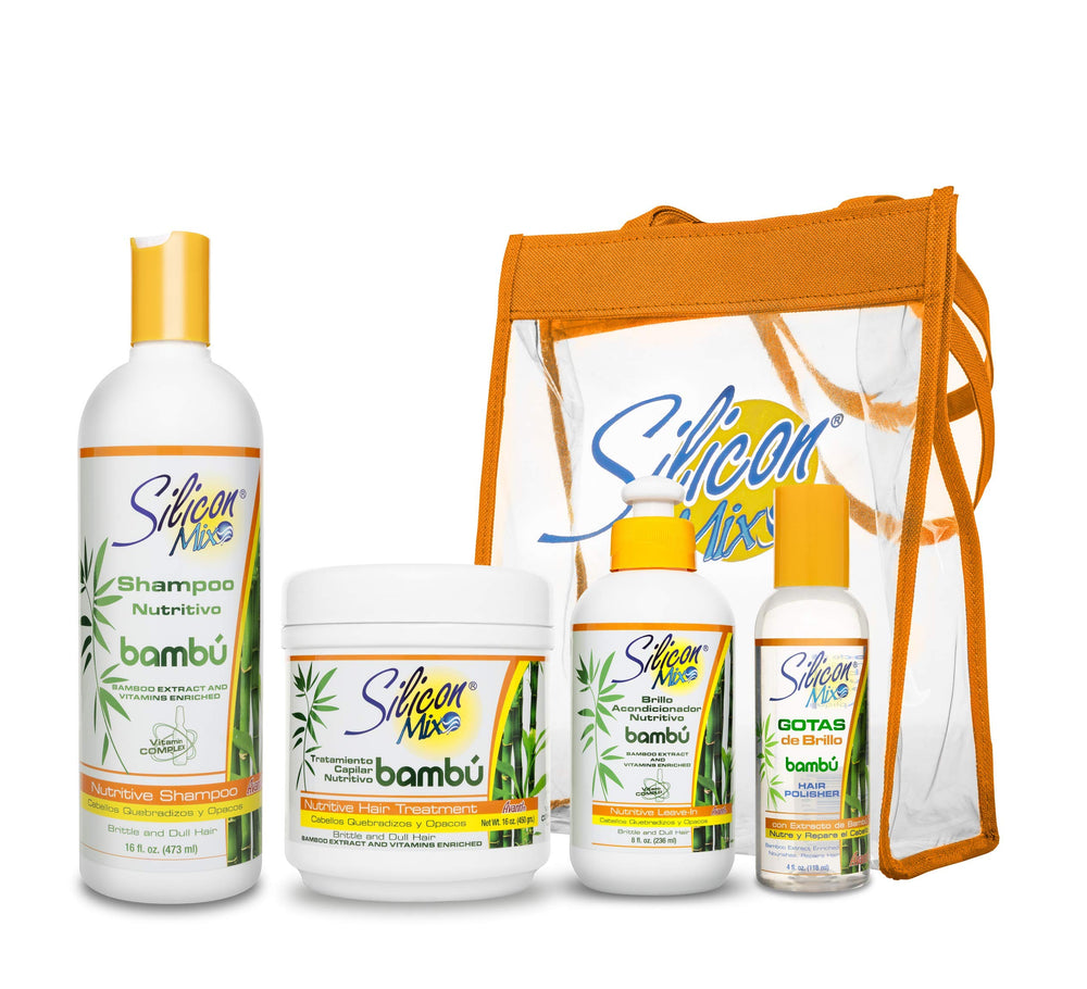 Silicon Mix Bamboo Shampoo bottle offers nourished hair with healthy shine.