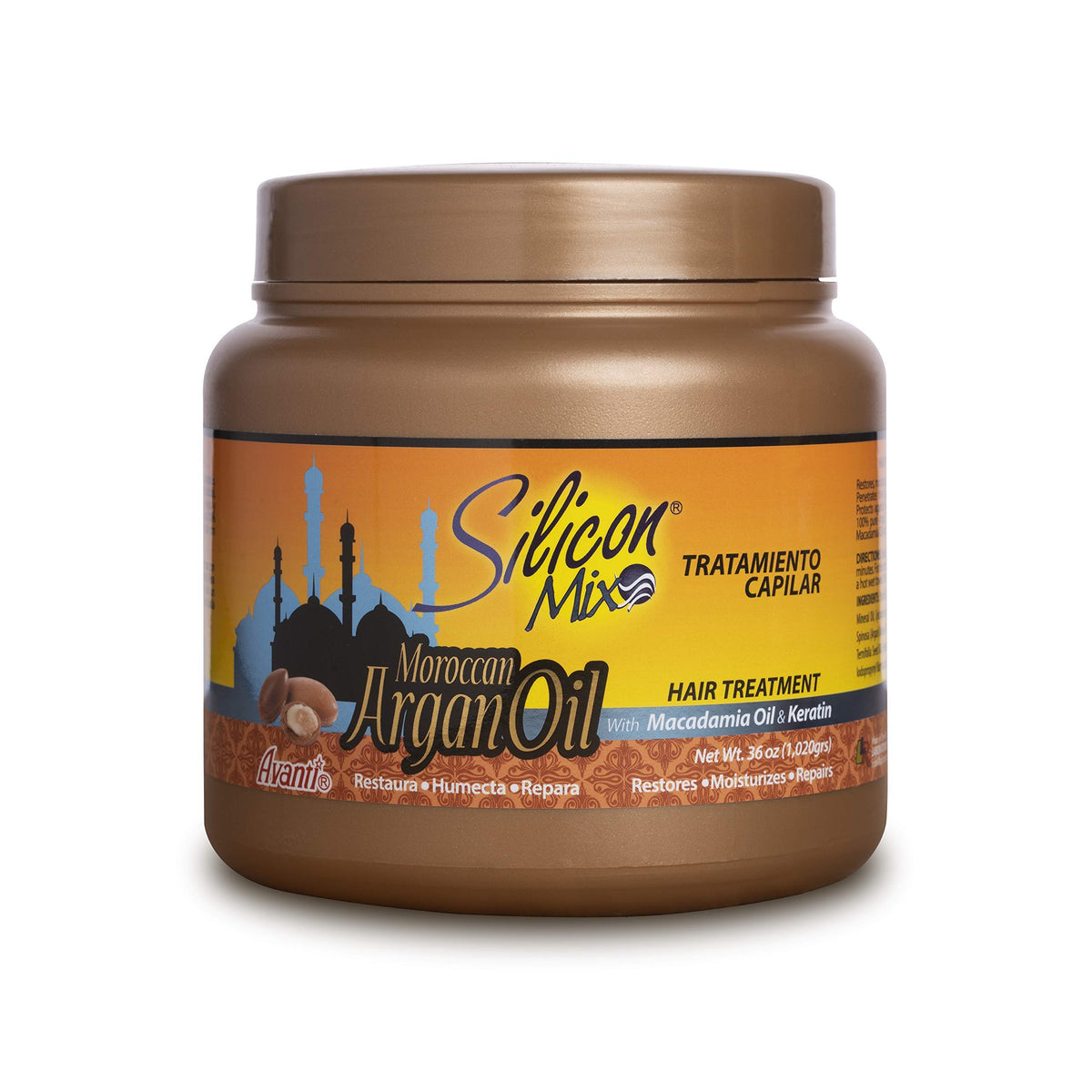 Silicon Mix Moroccan Argan Oil Hair Treatment bottle highlighting deep hydration and restored shine.