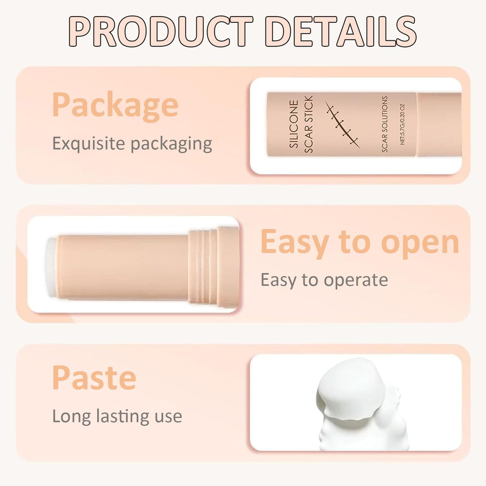 Silicone Scar Stick two-pack packaging helps budget-friendly scar care.
