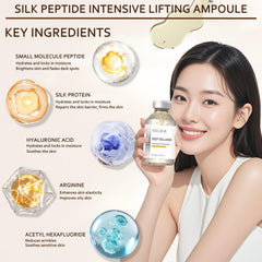 Silk Peptide Intensive Lifting Ampoule application on face demonstrates quick absorption.