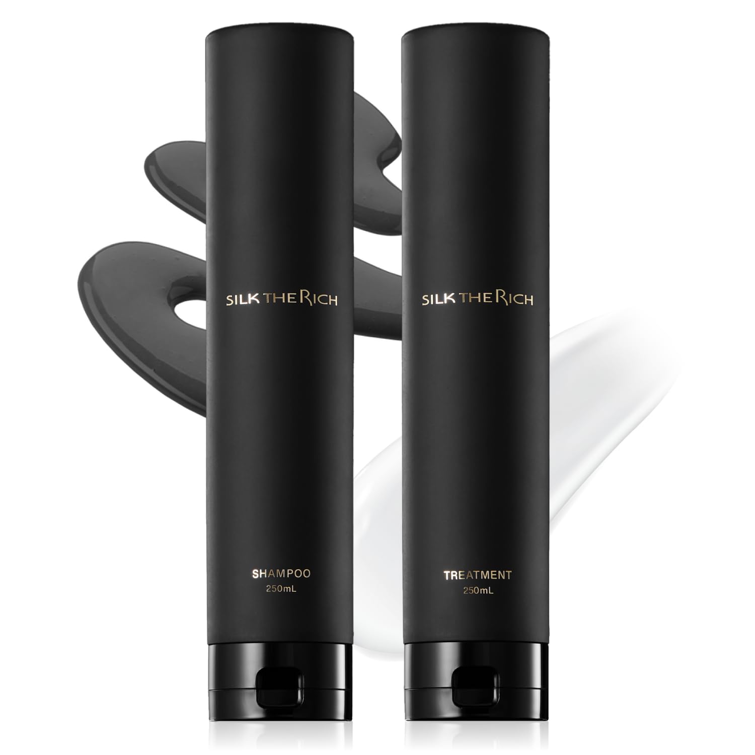 SILK THE RICH shampoo bottle close-up showing hydration-ready formula