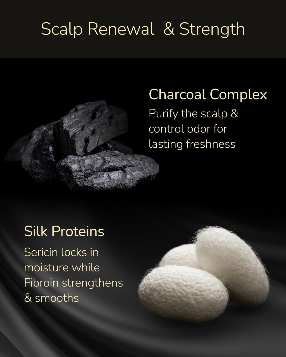 SILK THE RICH shampoo bottle close-up with rich lather