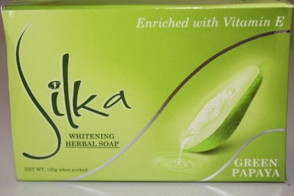 Silka Green Papaya & Herbal Soap bar for gentle cleansing with vitamin E.
