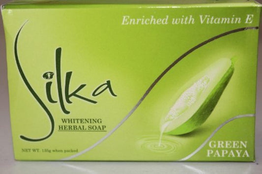 Silka Green Papaya & Herbal Soap bar for gentle cleansing with vitamin E.